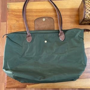 Olive green longchamp tote